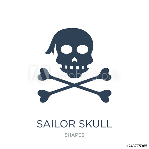 500x500 Sailor Skull Icon Vector On White Background, Sailor Skull Trendy