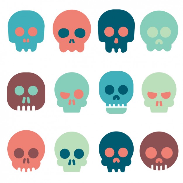 626x626 Coloured Skull Icons Collection Vector Free Download