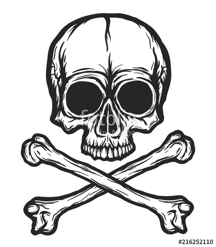 Human Skull With Bones Vector Silhouette Isolated On White Hand 437x500 Human Skull With Bones Vector Silhouette Isolated On White Hand