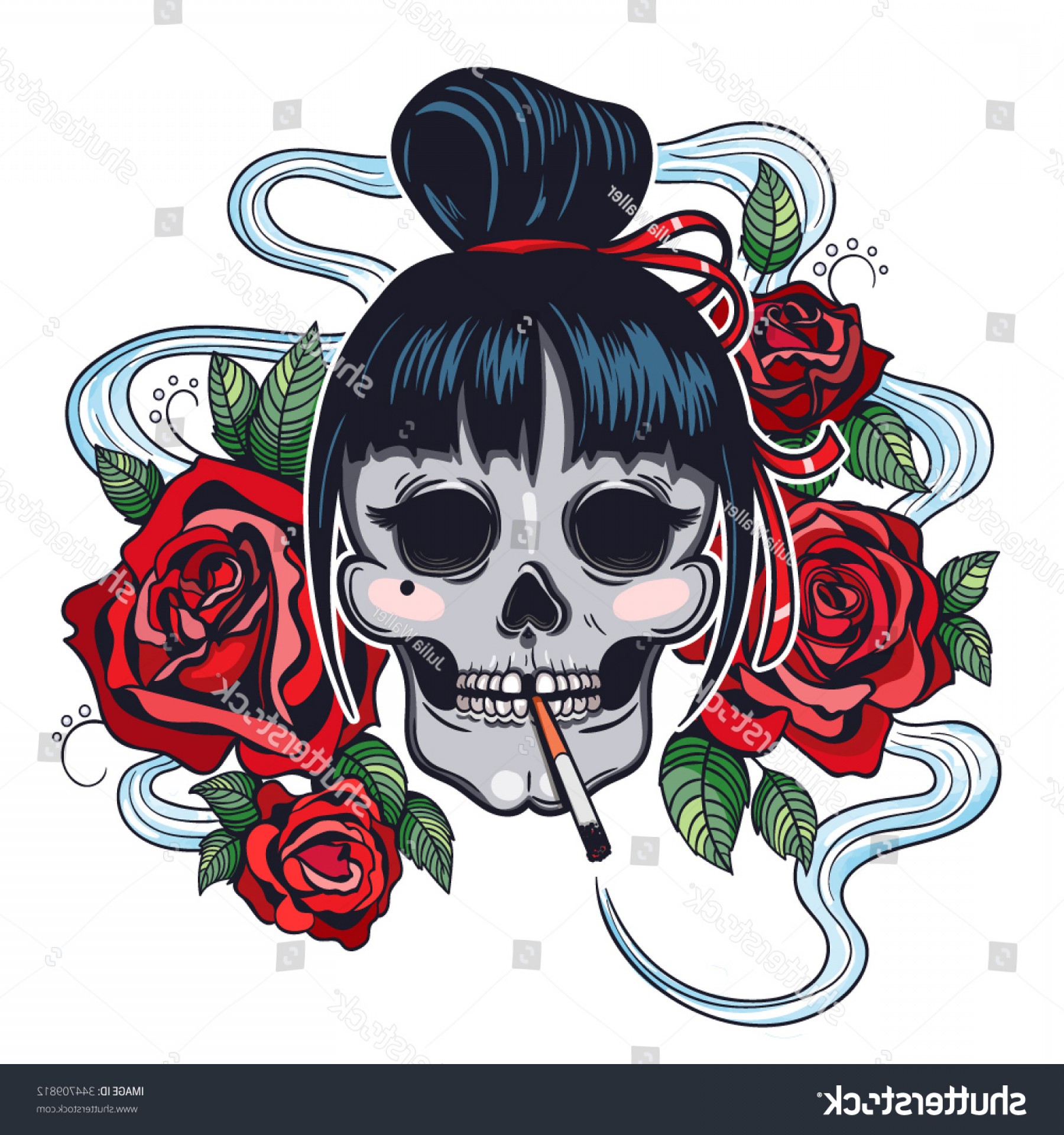 Vector Color Tattoo Woman Skull Illustration Soidergi 1800x1920 Vector Color Tattoo Woman Skull Illustration Soidergi
