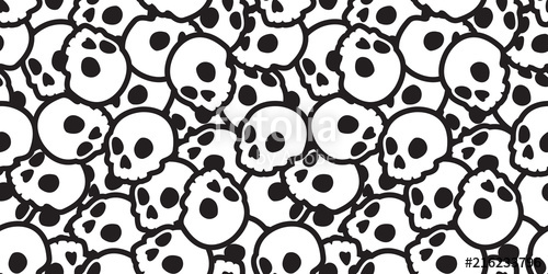 500x250 Skull Seamless Halloween Vector Pattern Ghost Head Bone Scarf