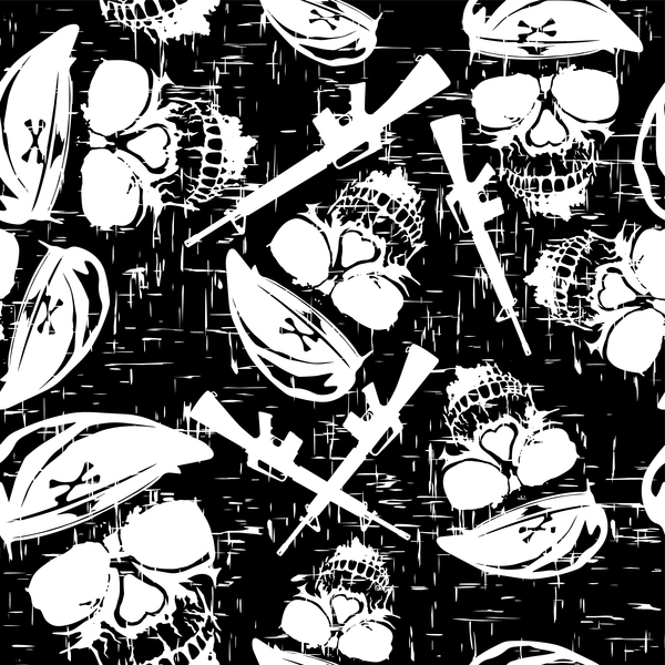 600x600 Skull With Gun Seamless Pattern Vector Free Download