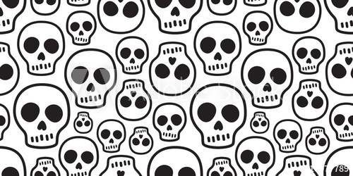 500x250 Skull Seamless Pattern Vector Halloween Crossbones Bone Ghost
