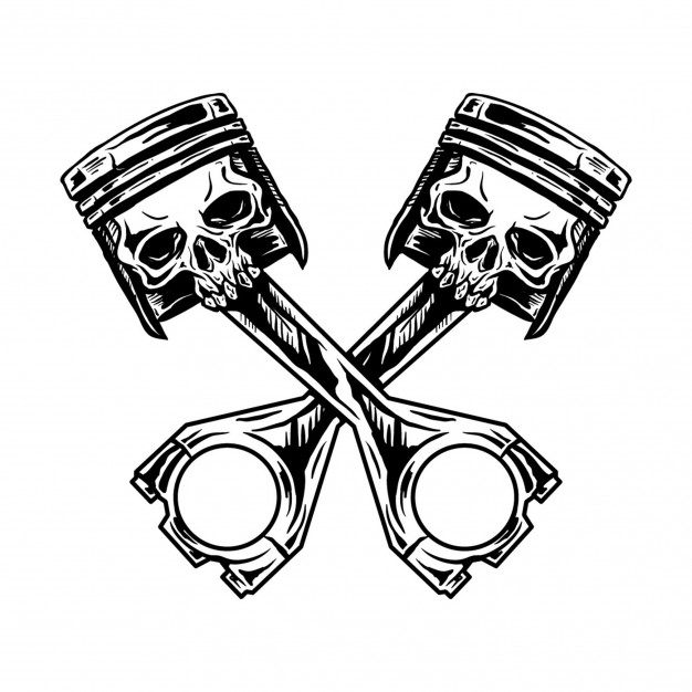 626x626 Piston Skull Hand Drawn Illustration Vector Premium Download