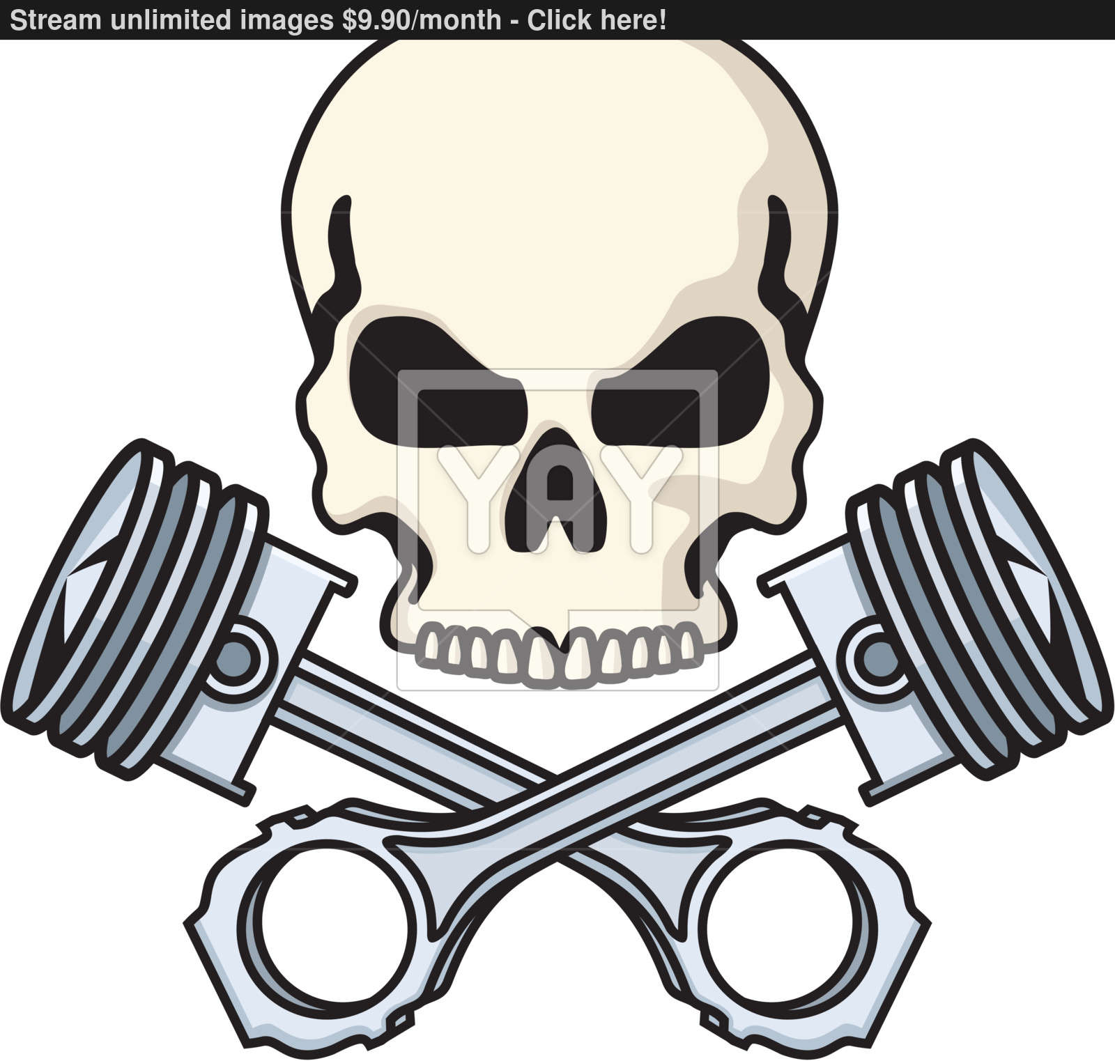 1600x1523 Skull And Crossed Pistons Vector