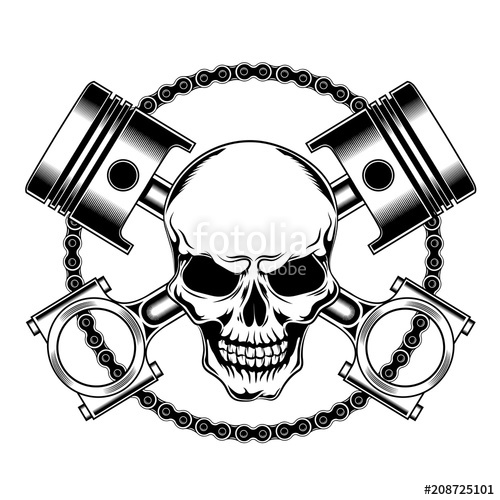 500x500 Skull With Pistons And Chain Stock Image And Royalty Free Vector