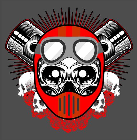479x490 Vintage Motorcycle Print With Skull In Motorcycle Helmet