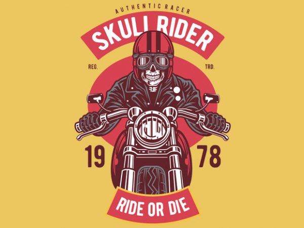 600x450 Skull Rider T Shirt Template Vector