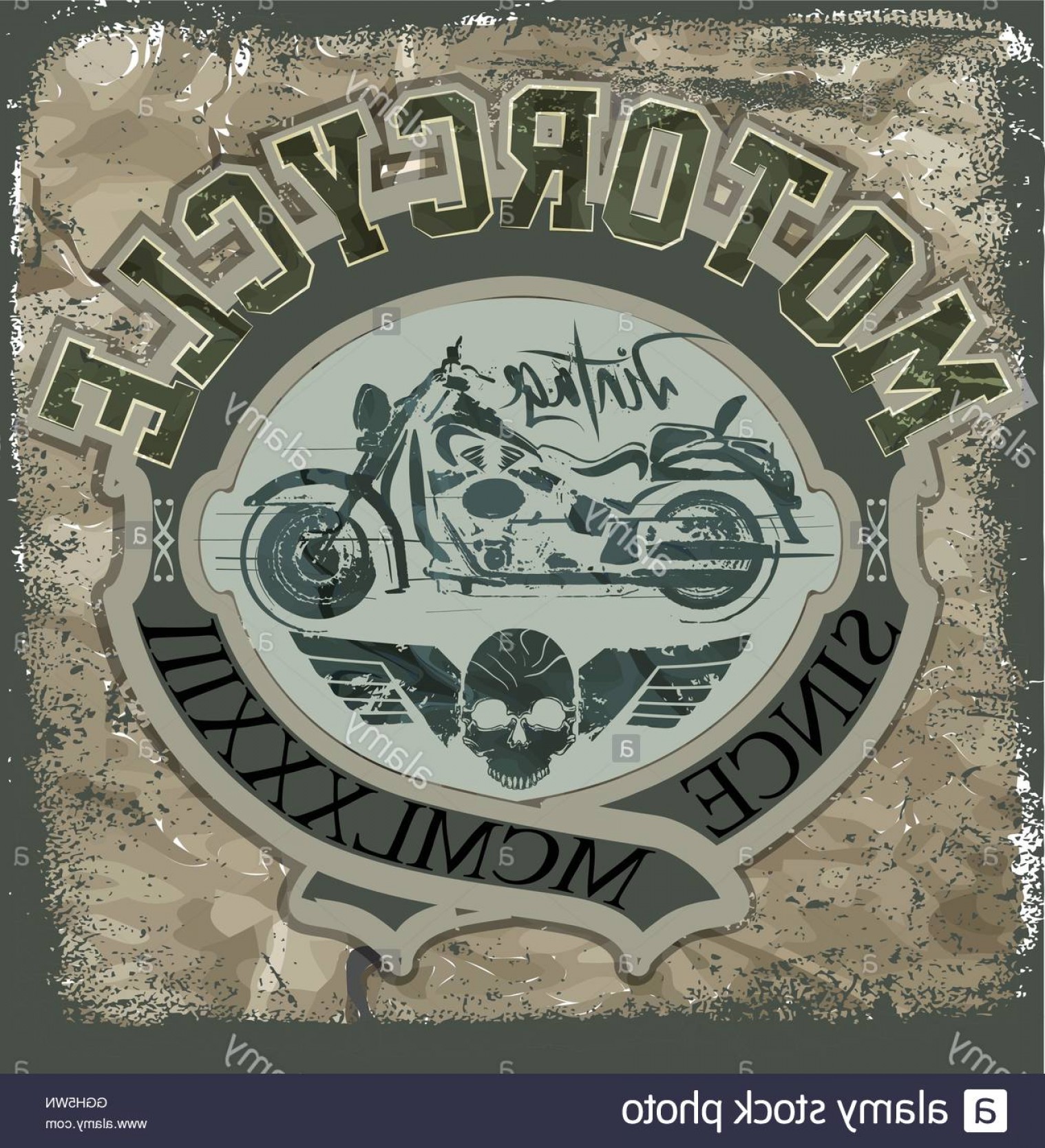 1518x1668 Stock Photo Vintage Motorcycle Vector Skull Riders Motorbike