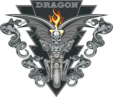 450x385 Motorcycle With Skull Rider Wings Of Dragon Royalty Free Vector