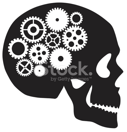 425x439 Side View Of Skull With Mechanical Gears Vector Illustration Stock