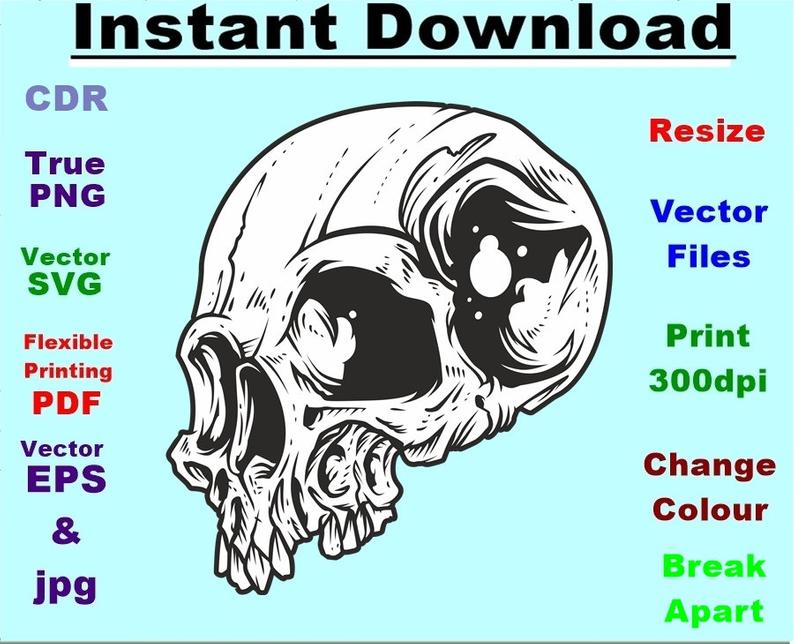 794x644 Skull Side View Vector Stencil Instant Download Etsy