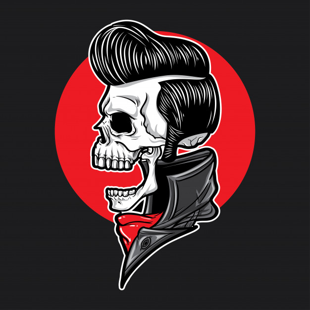 626x626 Skull With Slick Hair Side View Vector Premium Download