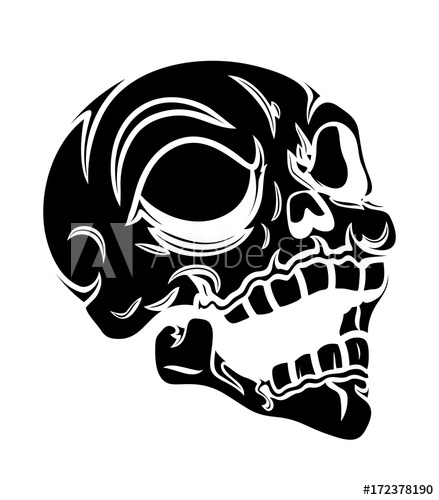 439x500 Laughing Robotic Tech Skull Silhouette