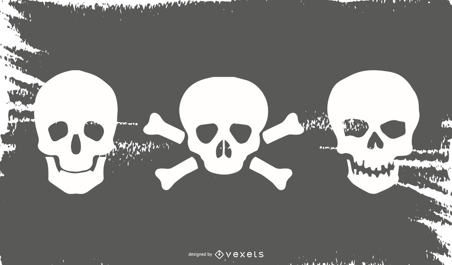 900x529 Simple Skull Silhouette Set