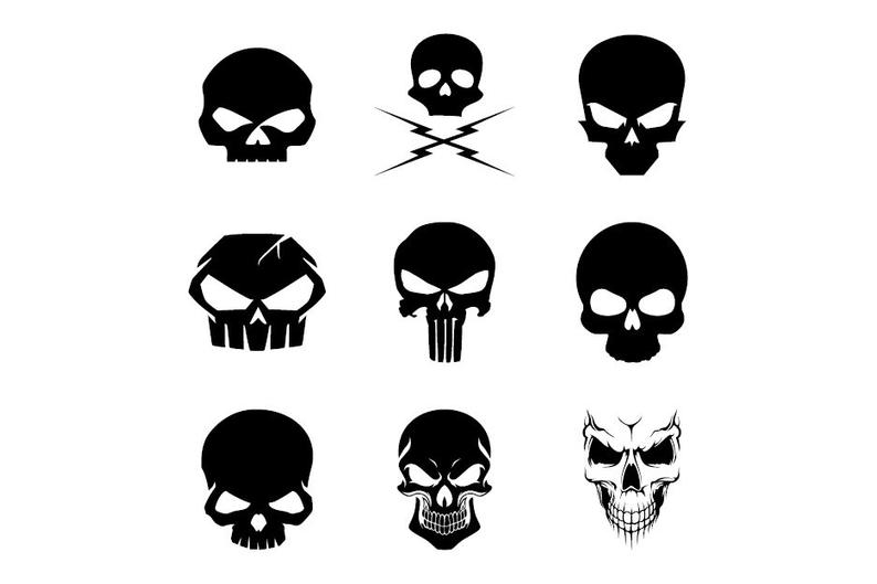 794x529 Skull Symbols Download Digital Clipart Silhouette Vector Etsy