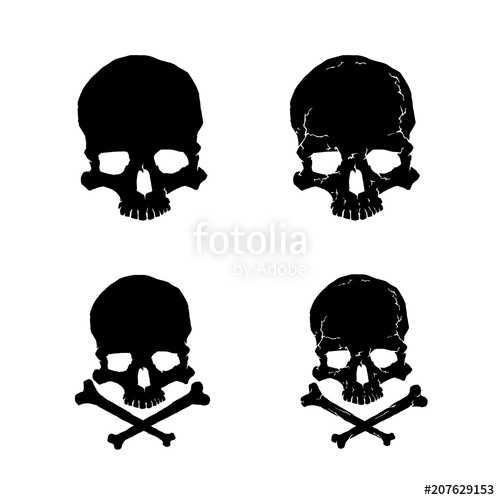 500x500 Skull Silhouette Vector Set Skull And Crossbones Isolated