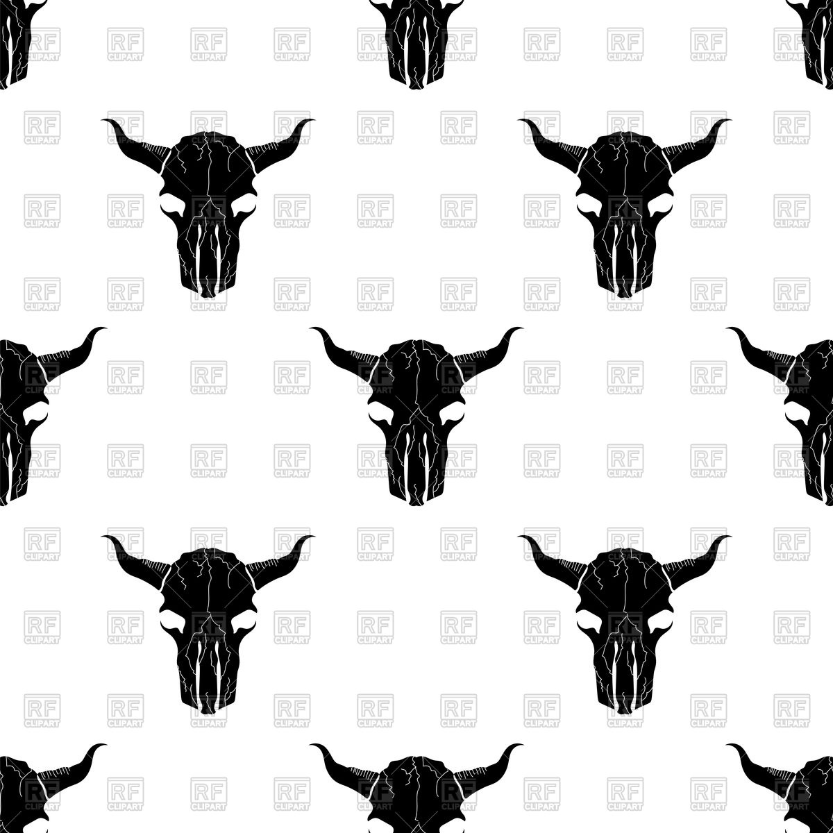 1200x1200 Bull Skull Silhouette Seamless Pattern Vector Image Of Silhouettes