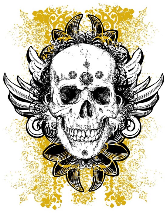 550x703 Grunge Skull Tattoo Vector