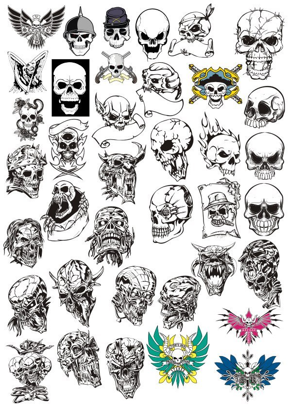 Skull Tattoo Vector at Vectorified.com | Collection of Skull Tattoo ...