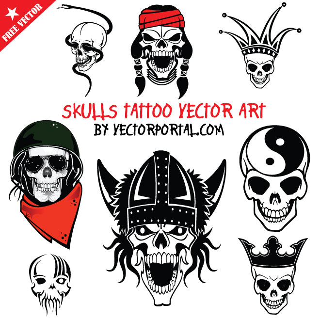 660x660 Vector Freebie Skulls Tattoo Design Vector Art Vector Freebies