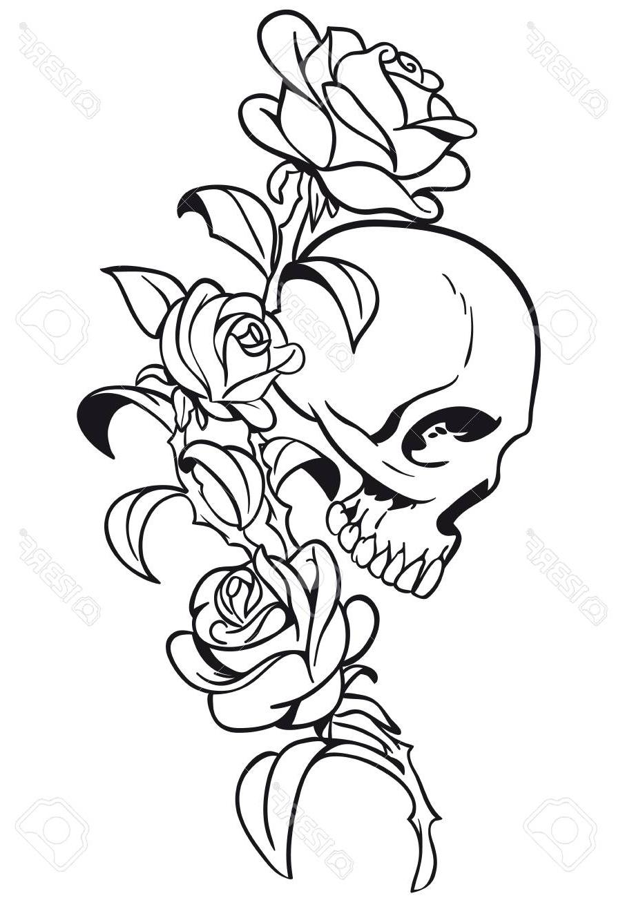 918x1300 Best Skull And Flower Tattoos Vector Library Free Vector Art