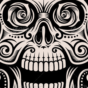 300x300 Day Of The Dead Skull Tattoo Vector Set