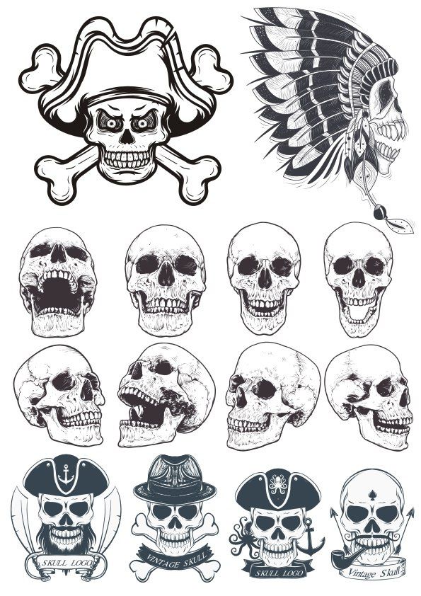 595x842 Skull Vectors Collection Free Vector Cdr Download Free T Shirt