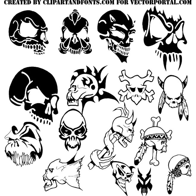 Skulls Vector Pack Download 660x660 Skulls Vector Pack Download
