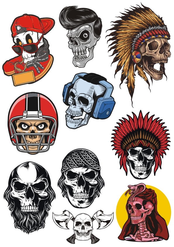 Demon Head Skull Vector Set Free Vector Download In Cdr 595x842 Demon Head Skull Vector Set Free Vector Download In Cdr