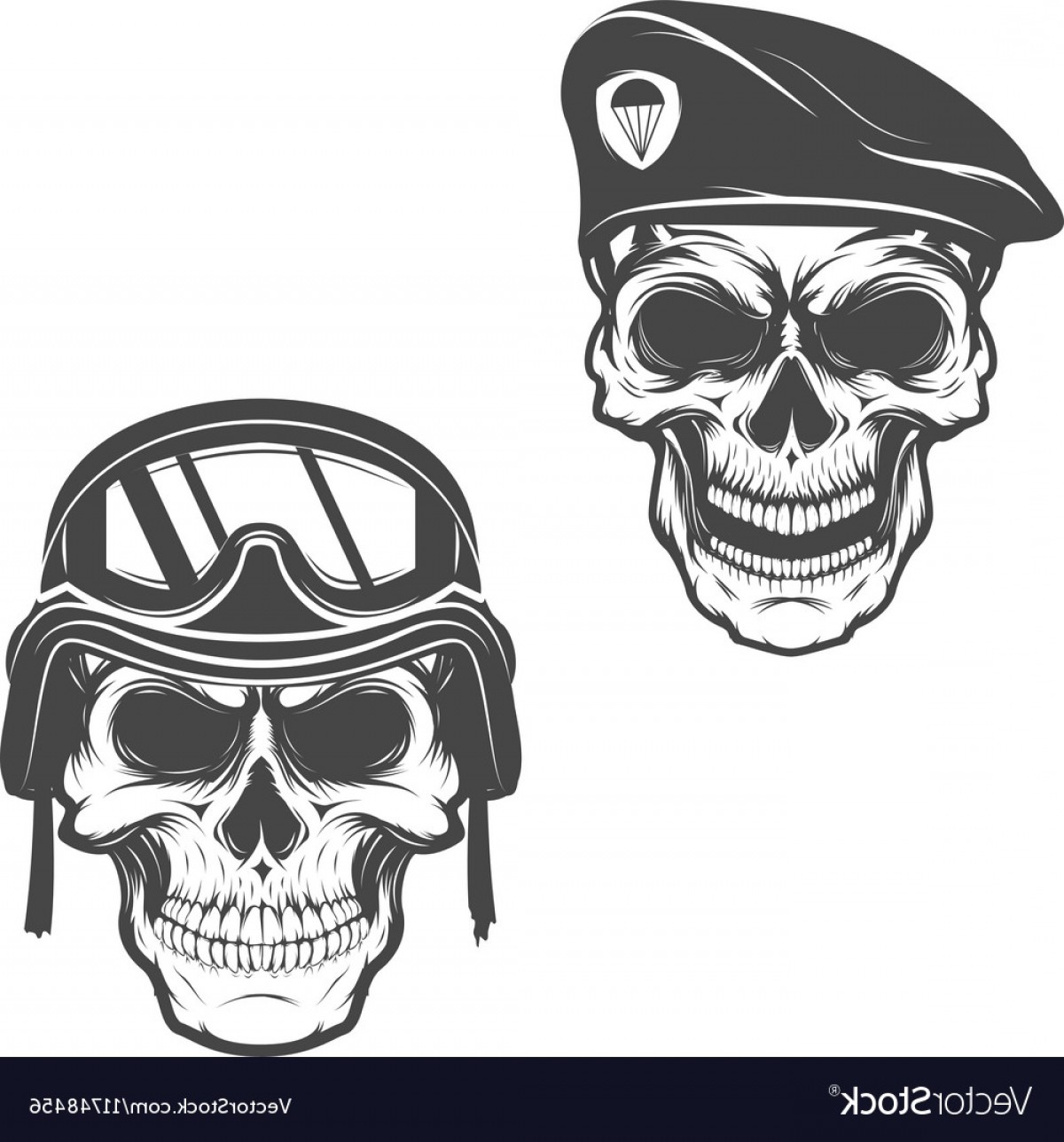 1200x1288 Military Skulls Skull In Paratrooper Beret Skull Vector Soidergi