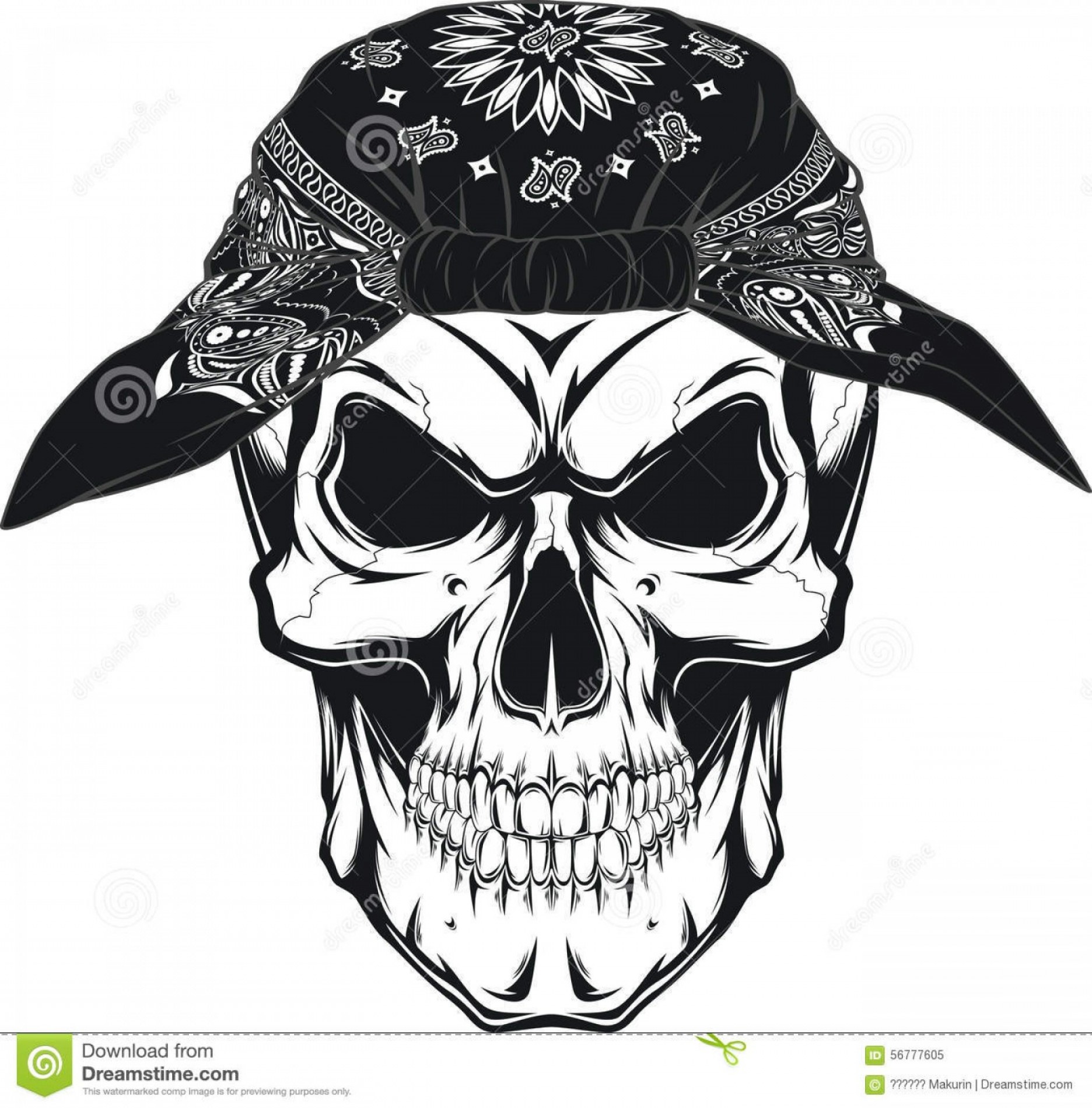1872x1900 Stock Illustration Human Skull Vector Illustration Bandana White