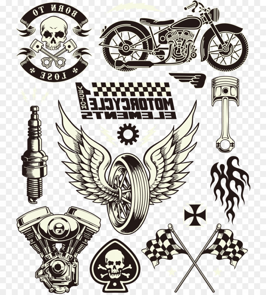 1080x1200 Png Motorcycle Symbol Clip Art Skull Wings Vector Tire Wallkeeper