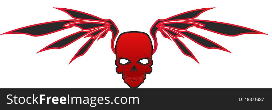 880x356 Red Skull With Wings