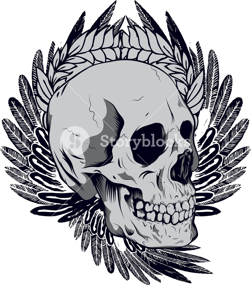 881x1000 Skull With Wings Vector T Shirt Design Royalty Free Stock Image