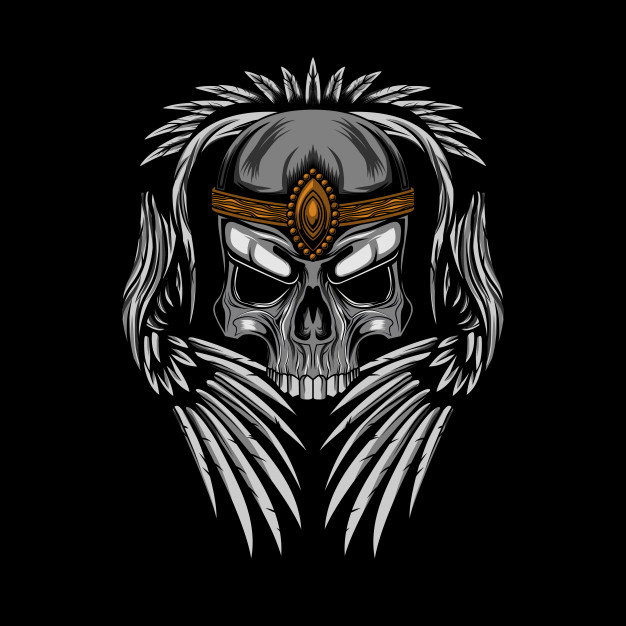 626x626 Skull Crown With Wings Vector Illustration Vector Premium Download