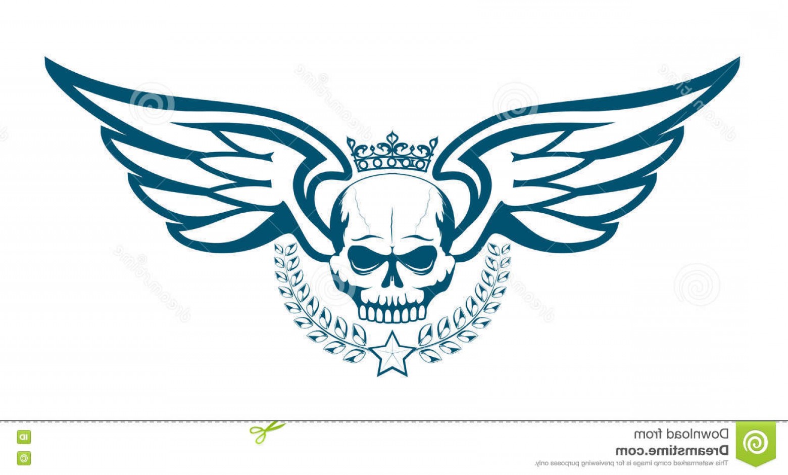 1560x940 Stock Illustration Vector Monochrome Tattoo Logo Crowned Skull