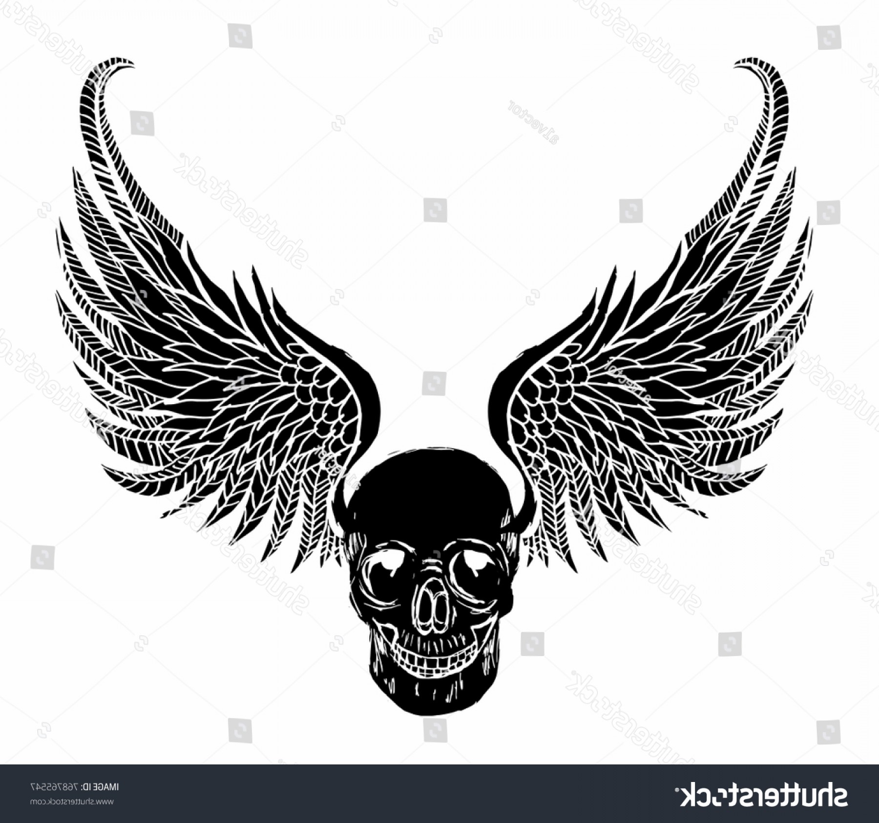 1800x1686 Tattoo Skull Wings Graphic Design Vector Soidergi