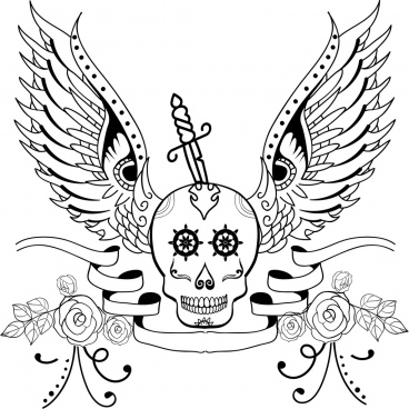 368x368 Vector Skull Wings Emblem Free Vector Download