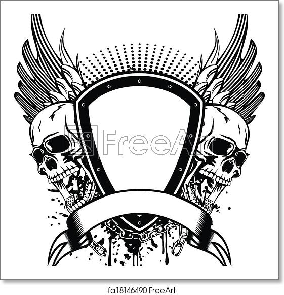 561x581 Free Art Print Of Skull Board And Wings Vector Illustration Board