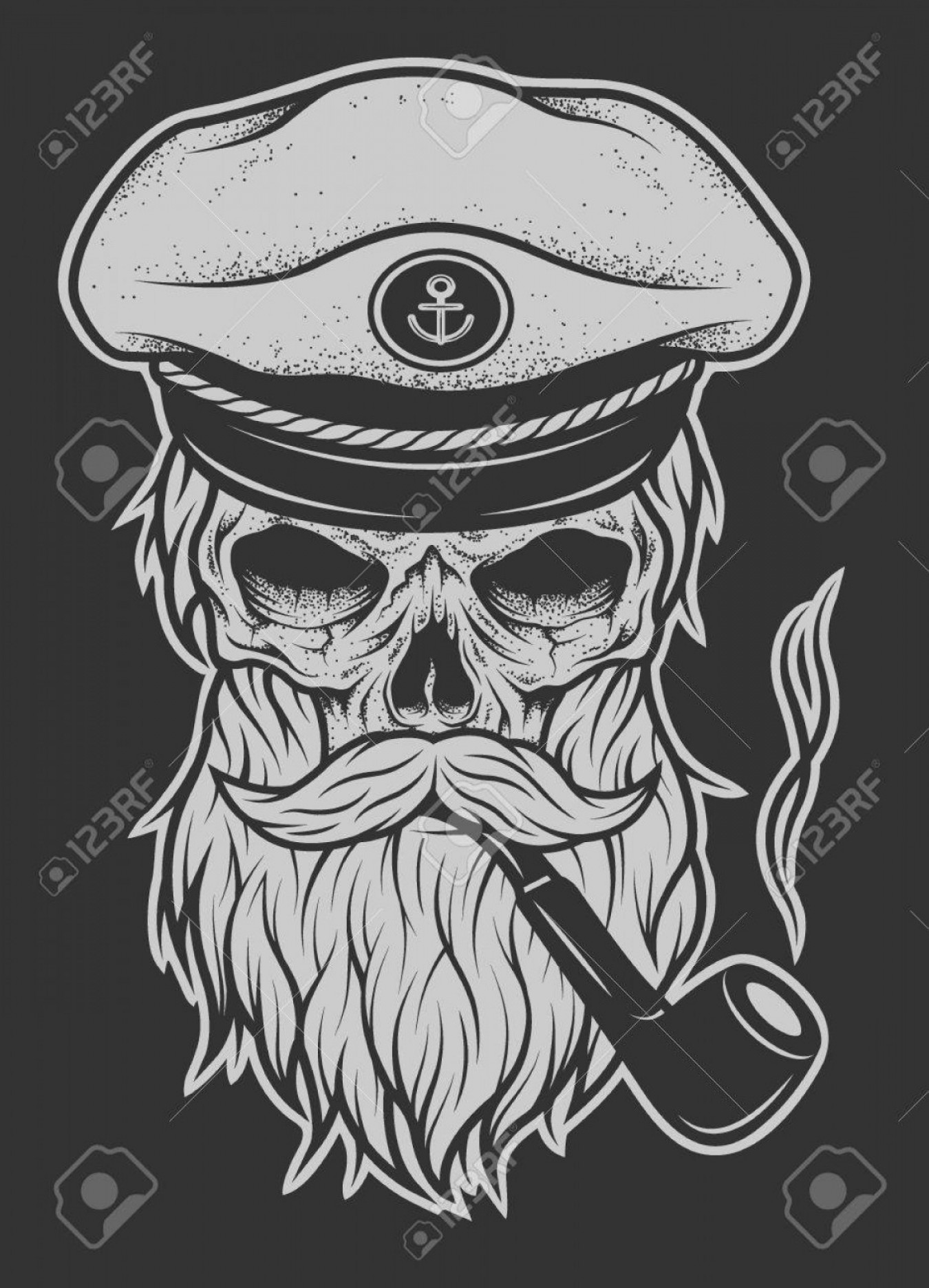 1350x1872 Photostock Vector Captain Skull In A Hat With A Beard
