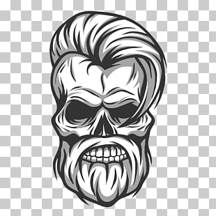 310x310 Beard Drawing Skull, Beard, Skull With Beard And Hair Sticker Png