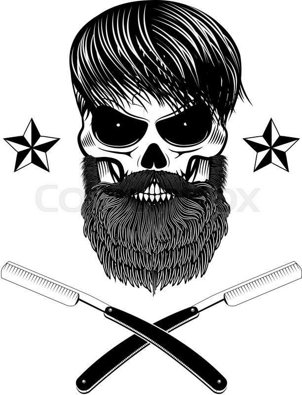 612x800 Skull With Beard And Two Shaving Stock Vector Colourbox