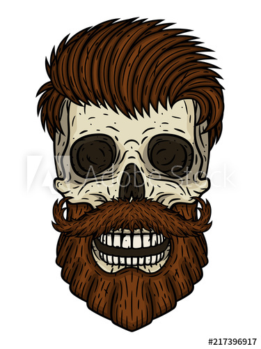 375x500 Skull Bearded Skull Vector Illustration Of Human Skull