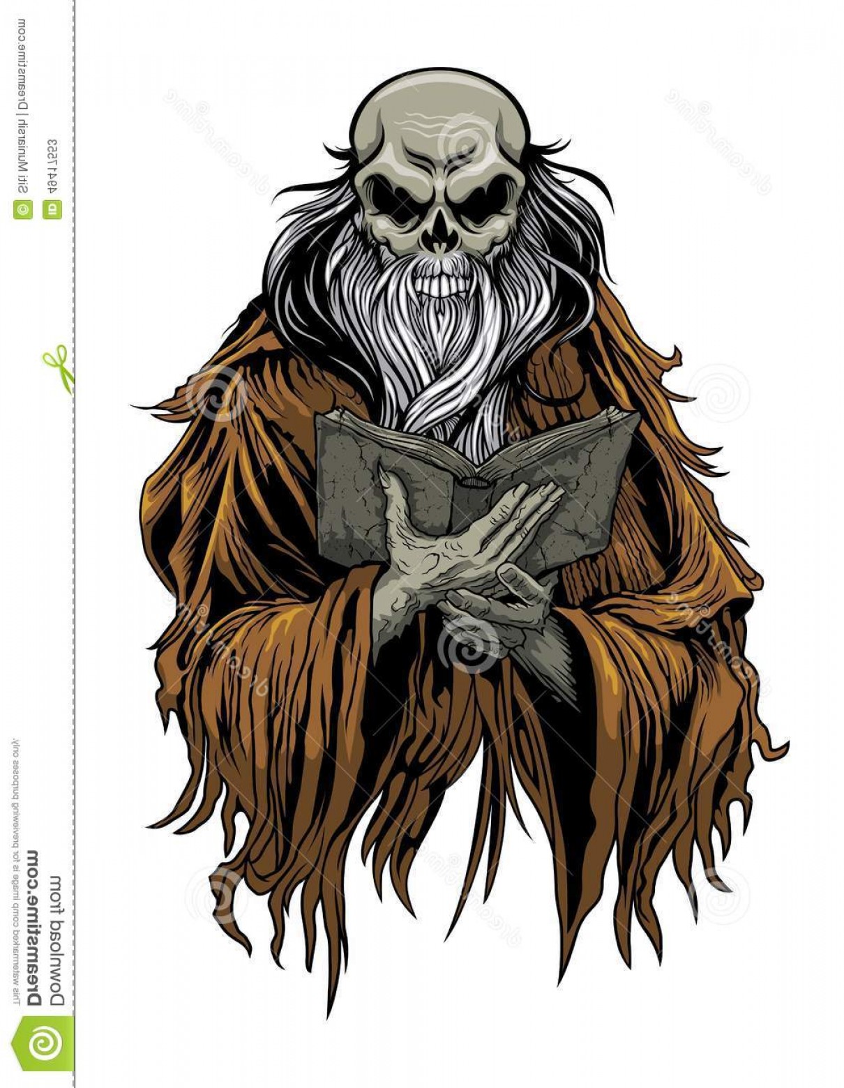 1210x1560 Stock Illustration Scholar Skull Vector Illustration Old Long