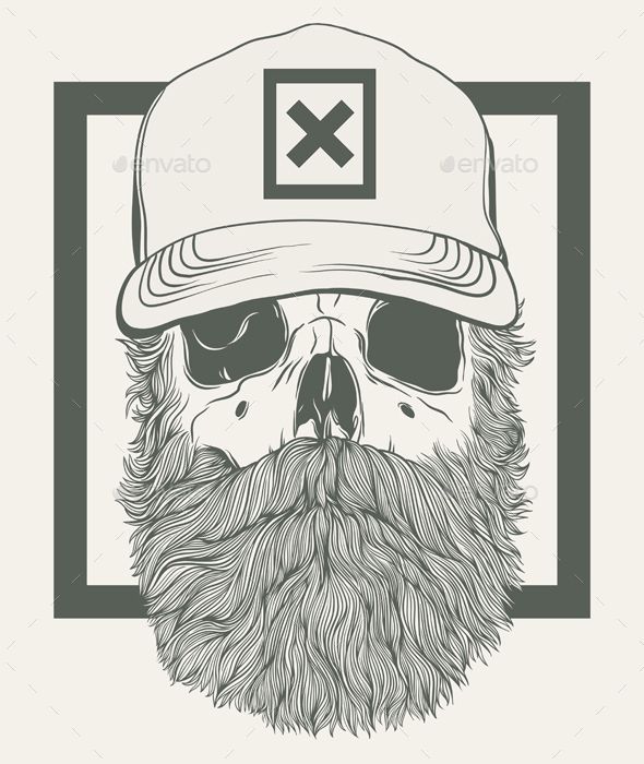 590x700 Bearded Skull Vector Illustration Vector Graphics Beard