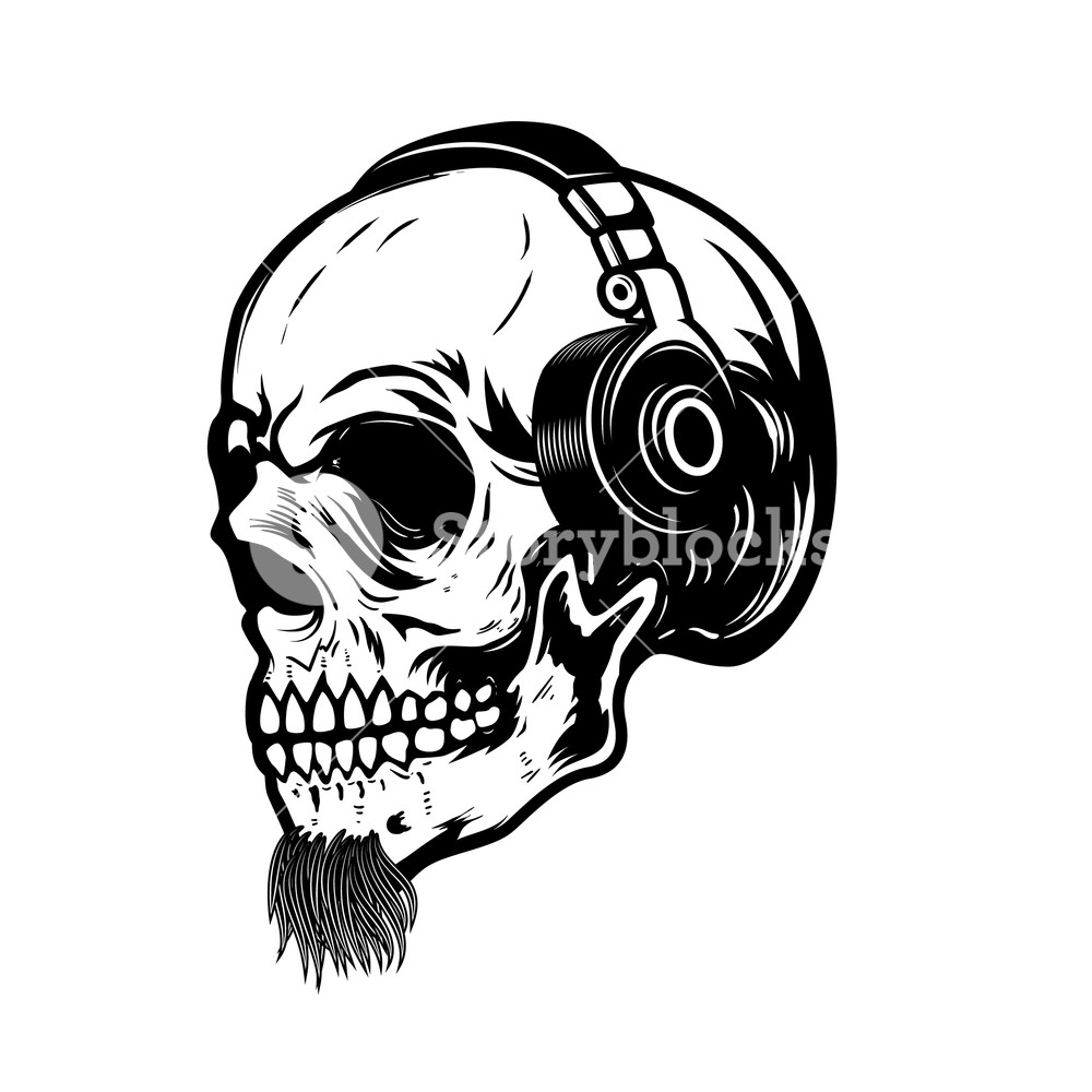 Skull With Headphones Vector