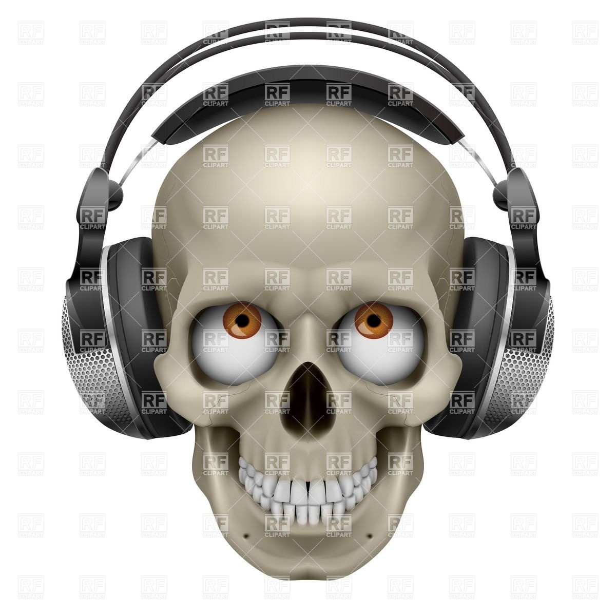 1200x1200 Human Skull With Eye And Music Headphones Vector Image Of Objects