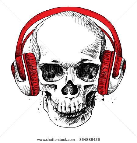 450x470 Skull In A Headphones Vector Illustration