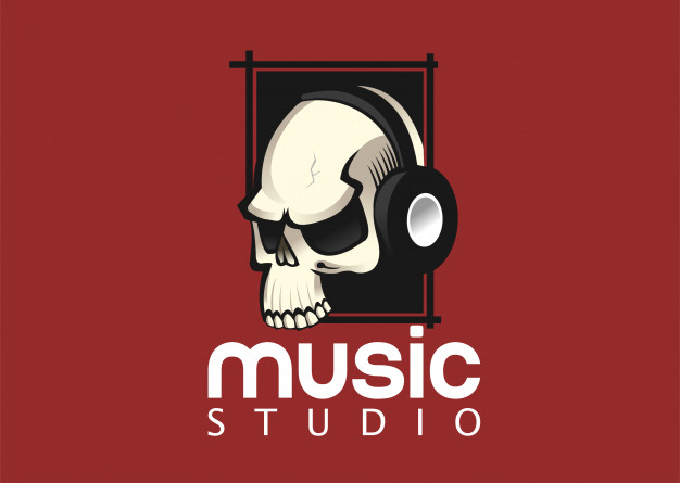626x445 Skull With Headphones Vector Logo Design Template Vector Premium